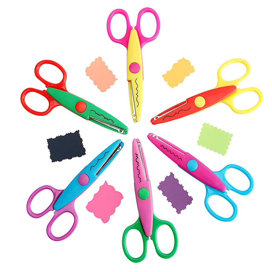 6er-Set Bastelschere für Kinder mit verschiedenen Schneidemustern und gebogenen Kanten in Multicolour für DIY-Papierhandwerk und Fotoalben - Bild 2
