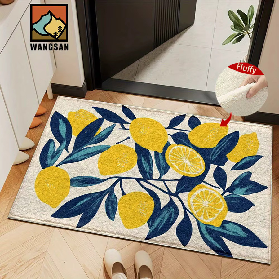 VIKAMA Zitronenteppich mit floralem Design in Gelb, rechteckige Bodenmatte für Küche, Badezimmer, Schlafzimmer oder Wohnzimmer - Bild 4