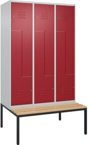 C+P Z-Spind Classic PLUS Sitzbank mit 6 Fächern und Zylinderschloss, Sitzfläche aus Buche-Hartholz, B/T/H: 212 x 120 x 81,5 cm - Bild 1