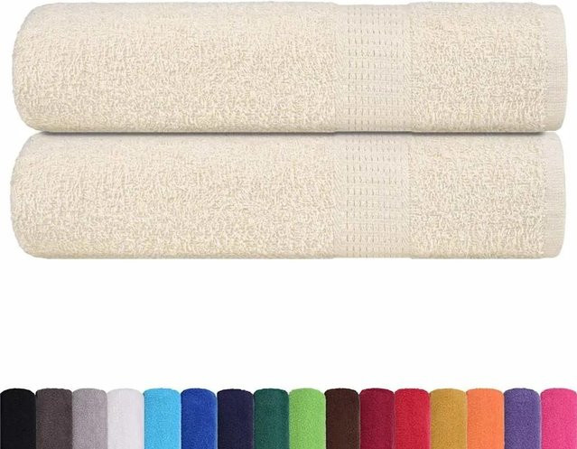 vidaXL Duschtücher 2er Set aus 100% Baumwolle in Beige, B/L: 70 x 140 cm, 360 g/m² - Bild 1