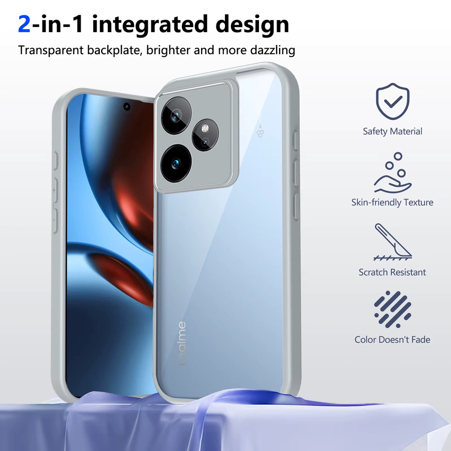 Realme GT 7 und GT 7T RMX5085 Schutzhülle aus Silikon und Hartschale, stoßfest und transparent matt - Bild 2