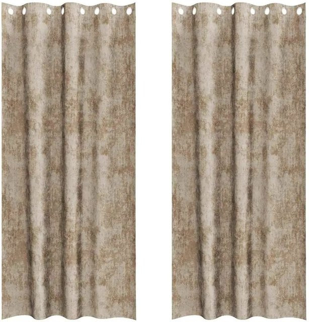 vidaXL Vorhänge aus Samt in Beige, 2er-Set, Verdunkelungsvorhänge mit Ösen, Höhe: 260 cm, Breite: 140 cm - Bild 1