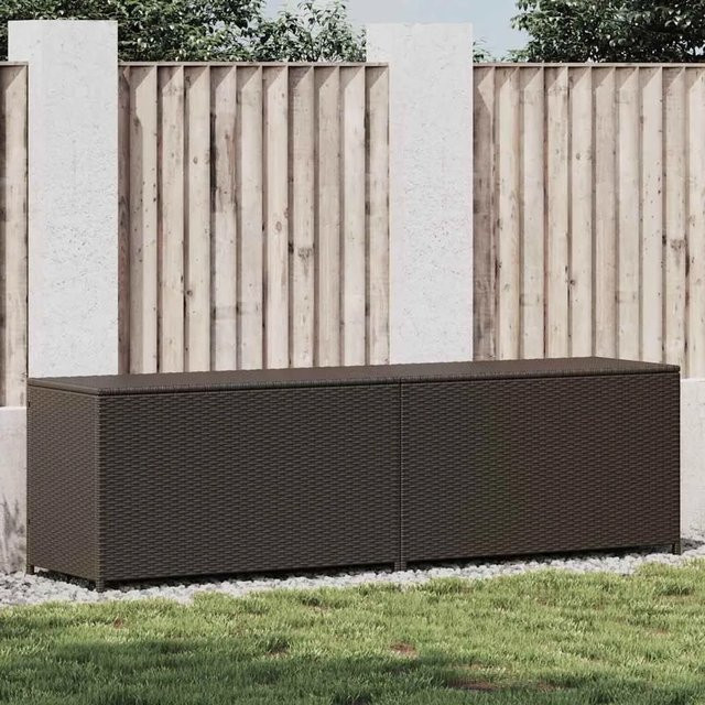 Furnicato Gartenbox aus Poly Rattan in Braun mit pulverbeschichtetem Stahlrahmen, B/T/H: 200 x 50 x 60 cm - Bild 1