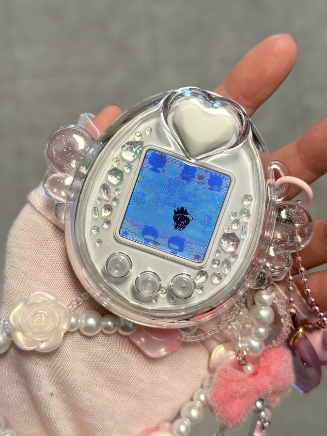 Bandai Schutzhülle Ultra Clear Crystal Angel Heart für Tamagotchi Ps Id Idl Meets Mix, Transparente Glitzerhülle - Bild 3