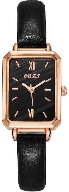 Gürteluhr Damen, Vintage, eckig, Schwarz, Quarz, Leder - Bild 1