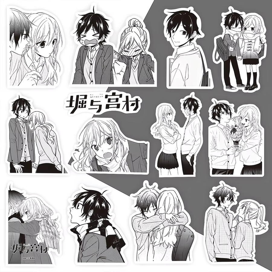Bandai Horimiya Miyamura Izumi Aufkleber, Schwarz, Weiß, 10-teiliges Set - Bild 4