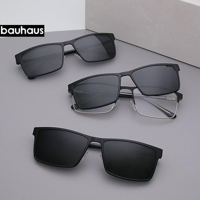 Bauhaus X301 Sonnenbrille Clip-on, Vollrand, Metall, Schwarz, Herren - Bild 1