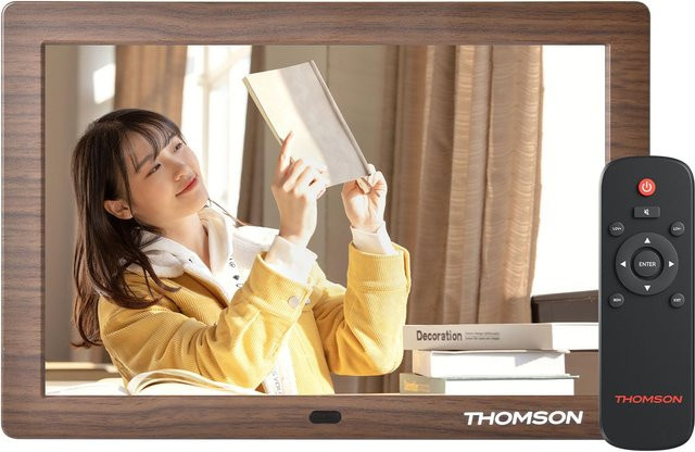 Thomson Digitaler Fotorahmen 8 Zoll in Braun mit 1280x800 Auflösung, SD/SDHC/MMC und USB-Kompatibilität sowie Fernbedienung - Bild 1