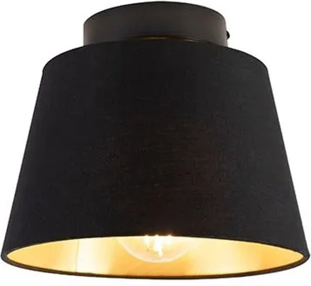 QAZQA Deckenleuchte Schwarz Gold mit E27 Fassung, Durchmesser: 20 cm - Bild 1
