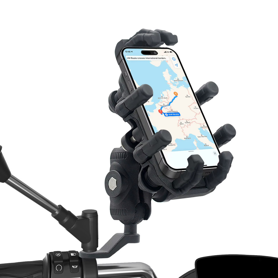 Motorrad-Telefonhalter aus Aluminiumlegierung und Nylon mit Sicherheitsschloss und Stoßdämpfung für ATV, Schwarz - Bild 4
