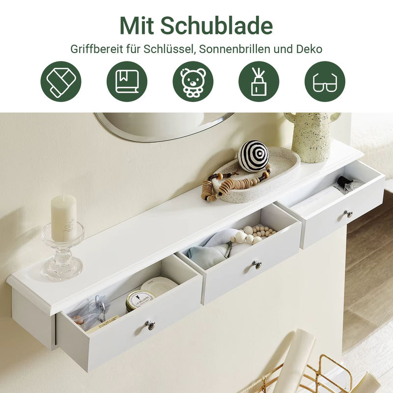 SoBuy FRG43-L Wandschrank Badezimmerschrank mit 3 Schubladen in Weiß, B/H/T: 93 x 15 x 10 cm - Bild 2