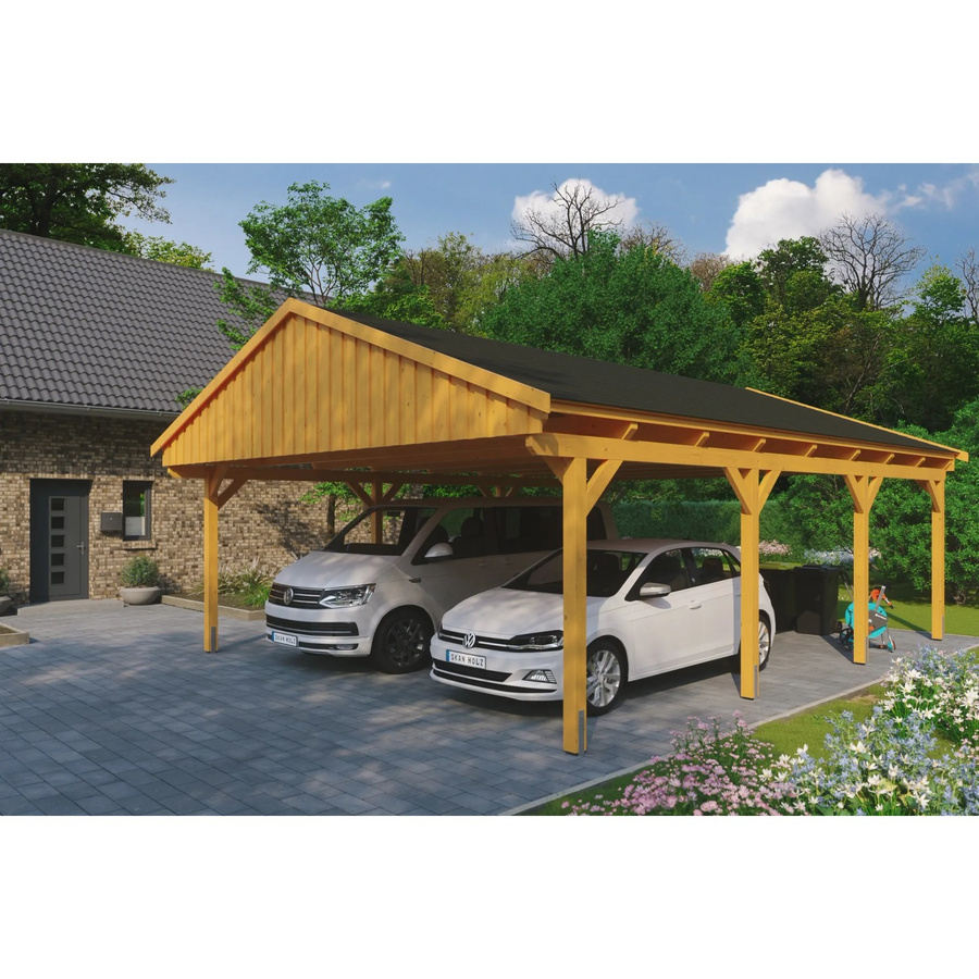Skan Holz Carport Fichtelberg aus Fichte Leimholz in Beige mit Dachschindeln B: 618 cm, T: 808 cm, H: 362 cm - Bild 2