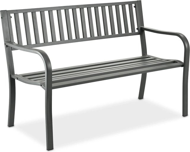 Relaxdays Gartenbank aus Stahl in Grau für 2 Personen, B/T/H: 127,5 x 82 x 59,5 cm - Bild 1