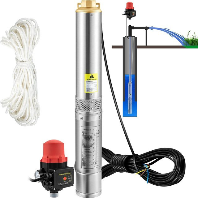 Buying Solutions MB Tiefbrunnen-Tauchpumpe aus Edelstahl in Silber mit 550W, 50L/min und automatischem Druckschalter - Bild 1