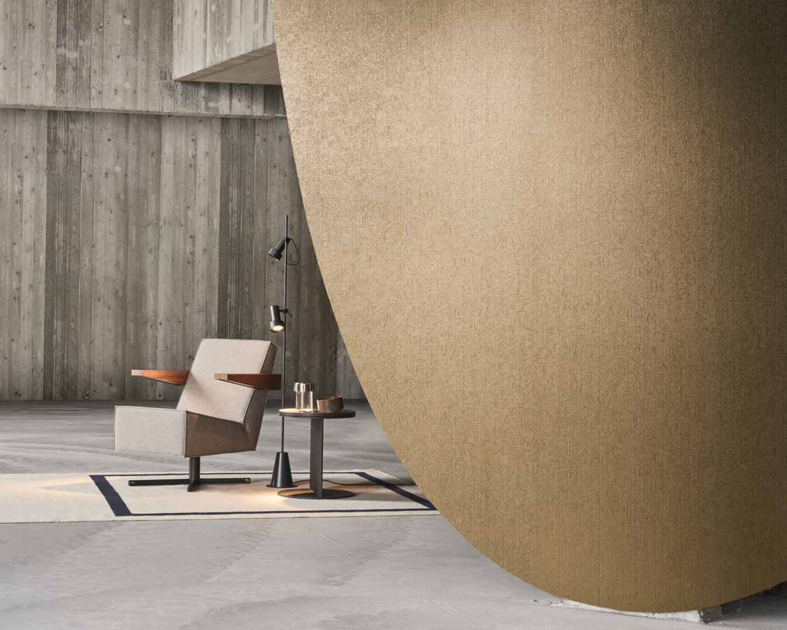 Omexco Tapete Oyster LAN283 in Beige, Gold und Braun mit abstraktem Textildesign - Bild 1