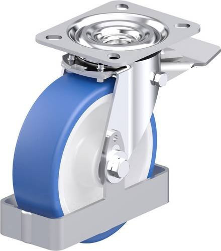 Blickle L-POTHS 125XR-ST-FS Stahlblech-Lenkrolle in Blau mit 125 mm Rad-Durchmesser und 250 kg Tragfähigkeit - Bild 1