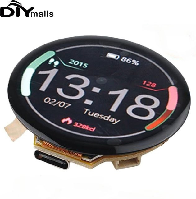 DIYmalls ESP32-C3 Rundes IPS Display mit Kapazitivem Touchscreen 1,28 Zoll 240x240 TFT LCD Modul GC9A01 in Schwarz - Bild 1