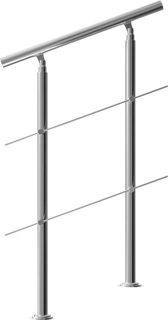 Treppengeländer aus Edelstahl von MONZANA in Silber, gebürstet, 2 Streben, Höhe: 107 cm - Bild 1