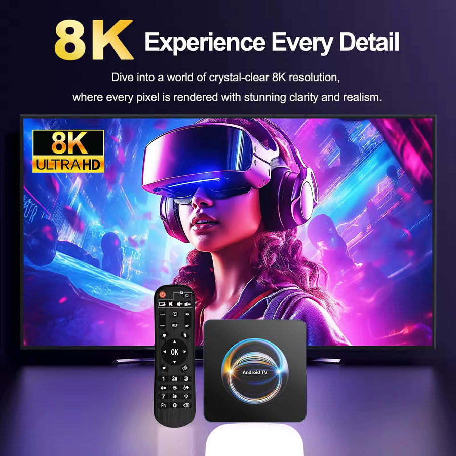 YOZHIXU X66 Smart TV Box Android 16 Media Streamer mit 8GB RAM und 256GB Speicher, 8K 4K HDR Unterstützung, WiFi6 und Bluetooth 5.4, Schwarz - Bild 2