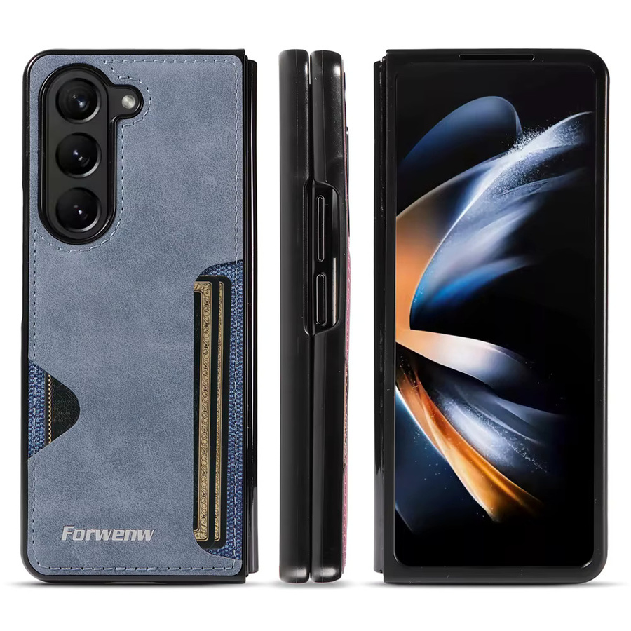 Leder-Handtasche für Samsung Galaxy Z Fold 7 6 5 4 3 mit Kartenfächern in Schwarz - Bild 3