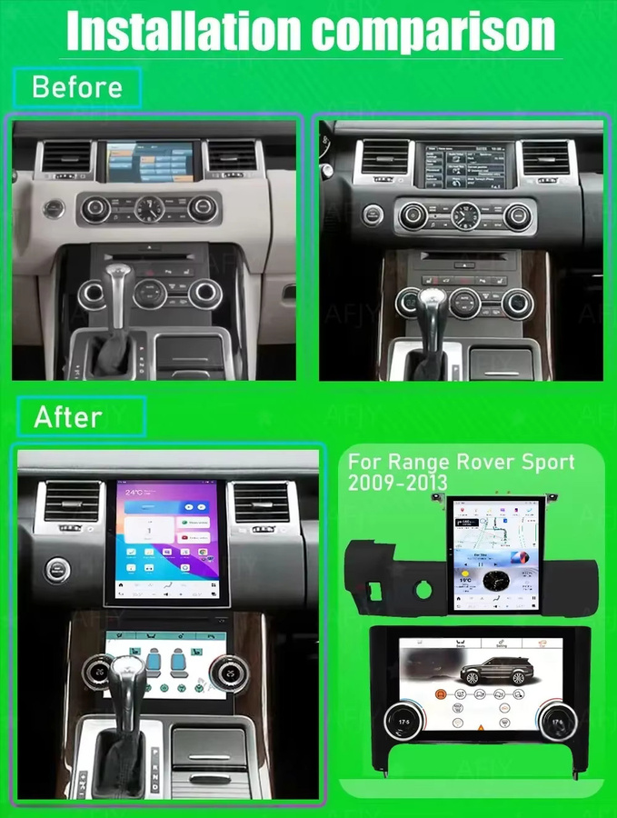 YANFU Android 14 Autoradio mit GPS-Navigation und AC-Panel für Land Rover Range Rover Sport L320 2011-2013 in Schwarz - Bild 2
