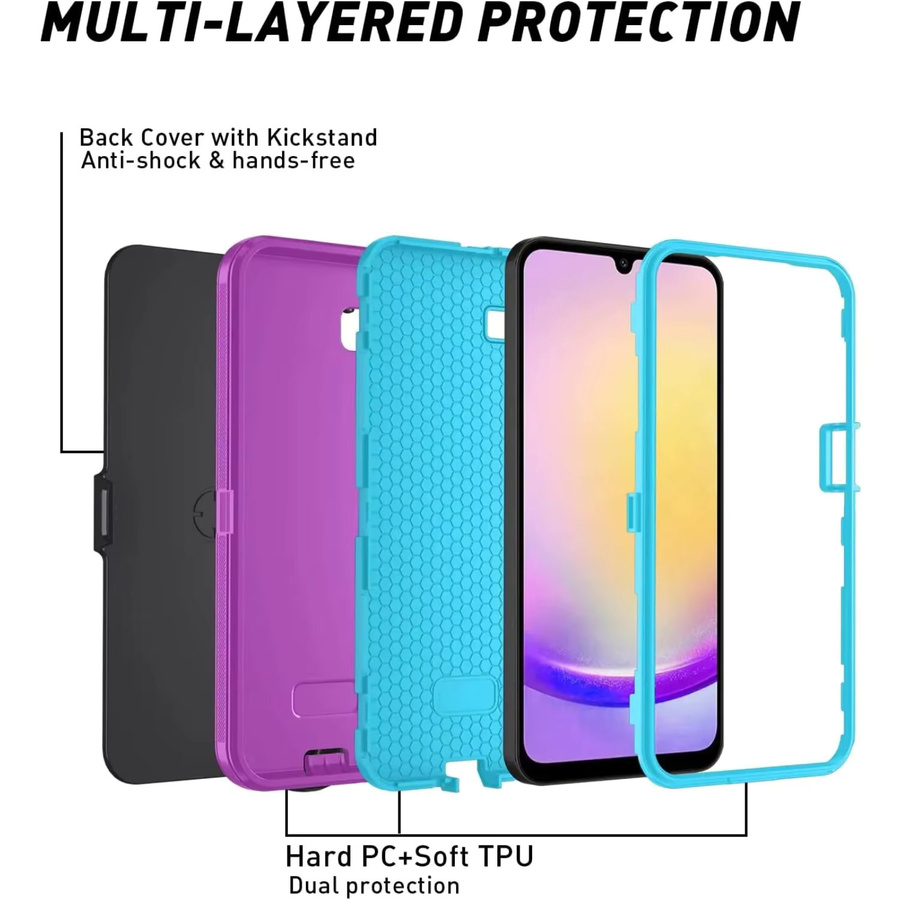 Robuste Hybrid-Schutzhülle für Samsung Galaxy A57 A37 A17 A07 A56 A36 A26 A16 A06 A55 A36 A25 A15 A05 in Schwarz und Rot - Bild 3