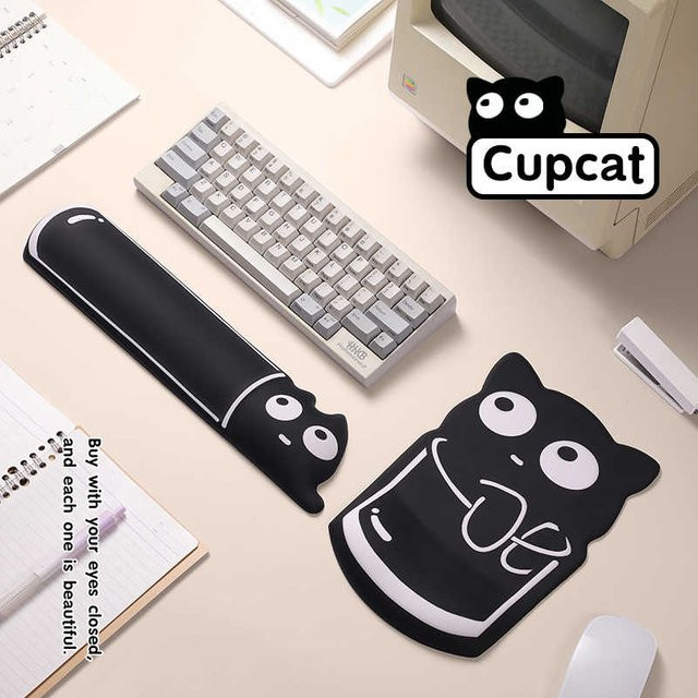 Ergonomisches Mauspad mit Tastatur-Handgelenkauflage aus Memory-Schaum und Silikon in Schwarz - Bild 1