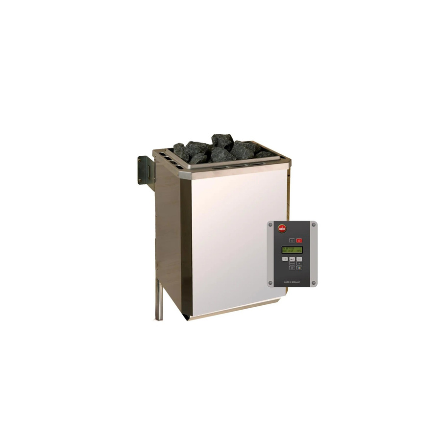 Weka Massivholzelementsauna Kemi Eck mit 7,5 kW Sparset, Fichtenholz und Sicherheitsglas in Grau - Bild 1