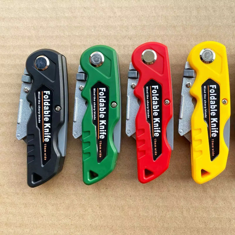 Multifunktionales Allzweckmesser aus Zinklegierung in Gelb, zusammenklappbares Elektriker-Abisolierwerkzeug mit 18mm Snap-off Klinge - Bild 2