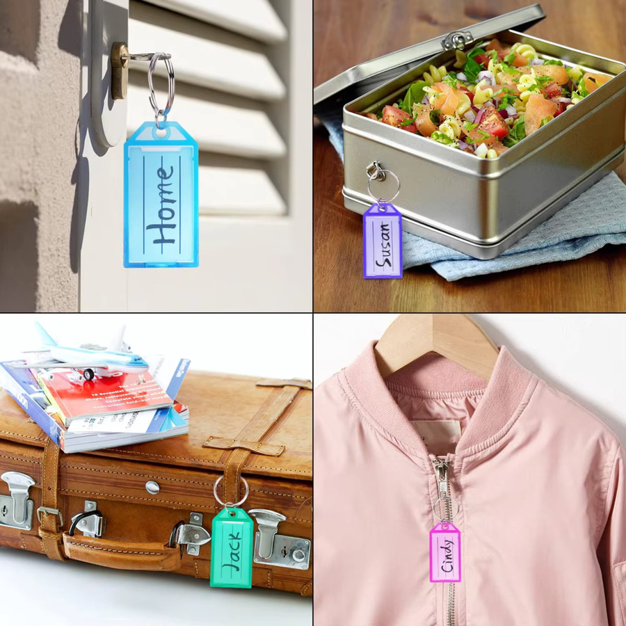 Kunststoff-Schlüsselanhänger mit transparenten Abdeckungen und geteilten Ringen in Multicolour für DIY-Gepäckanhänger und Artikel-Identifikation - Bild 2