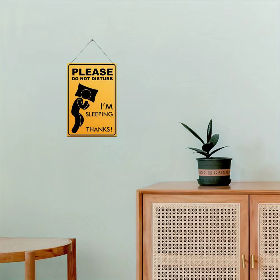 CIFBUY Wandkunst Do Not Disturb I Am Sleeping aus Metall in Gelb, B: 20,3 cm, H: 15,2 cm - Bild 2