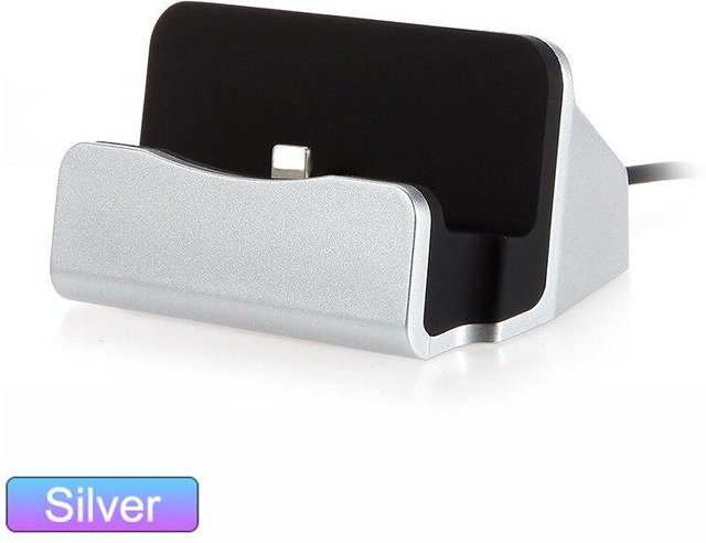 VA VA VOOM USB-C Desktop Sync Cradle Ladestation für iPhone und Samsung Galaxy in Silber - Bild 1