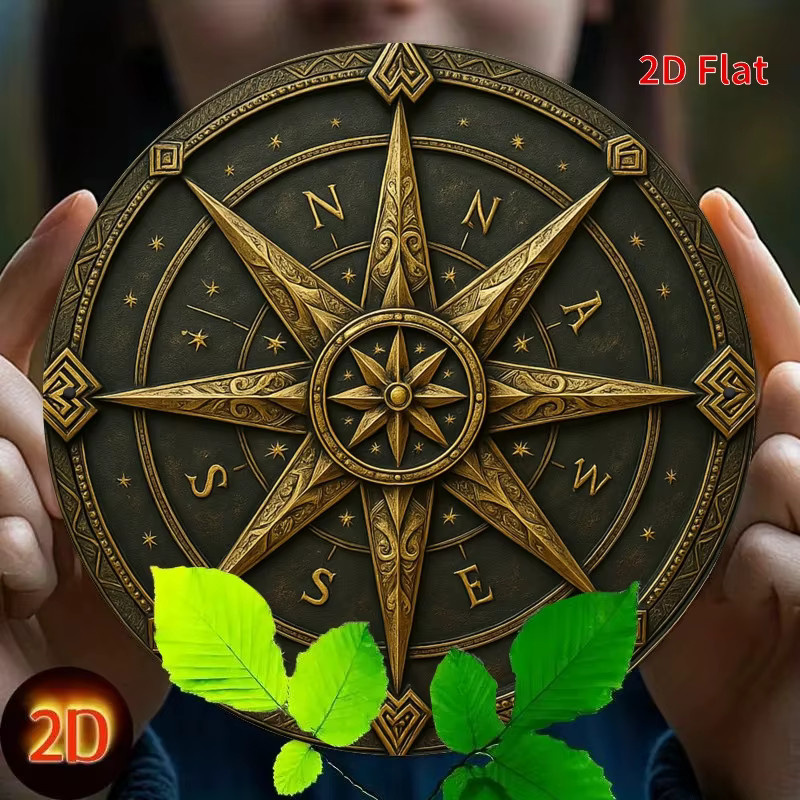 Potdemiel Vintage Kompass Wandkunst aus Metall in Gold mit Stern-Design und römischen Ziffern, Durchmesser: 19,81 cm - Bild 2