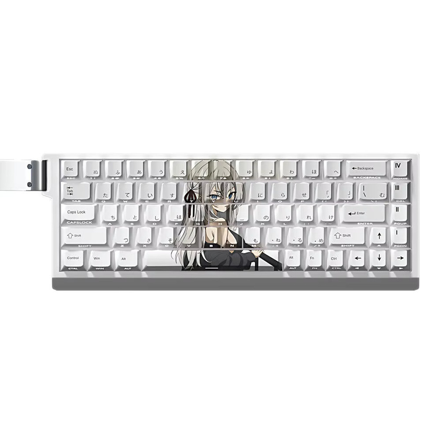 Chreey PBT Tastenkappen im Anime-Design mit transparenten Seiten für 60/64/68 Tastaturen, Farbe: Weiß/Transparent - Bild 2