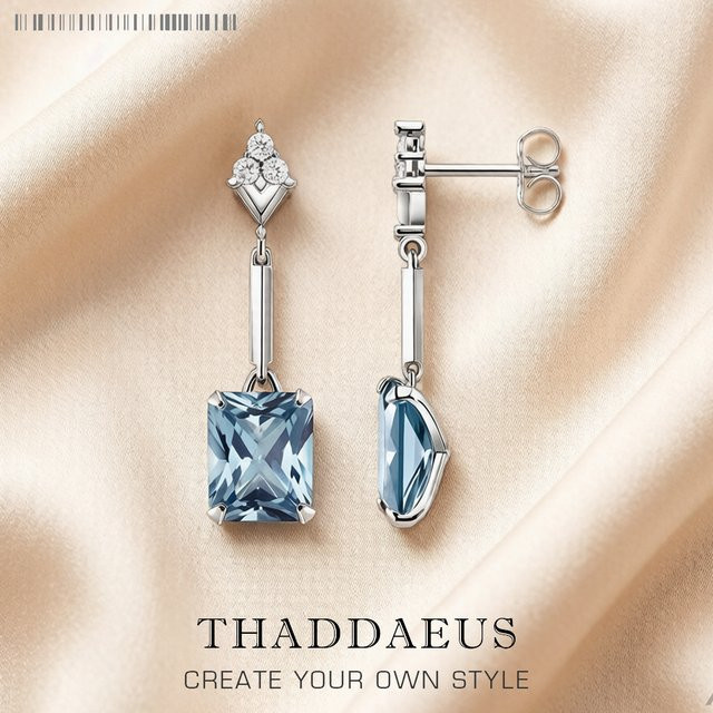 Thaddaeus Tropfenohrringe, 925 Silber, Aquamarin, Damen - Bild 1