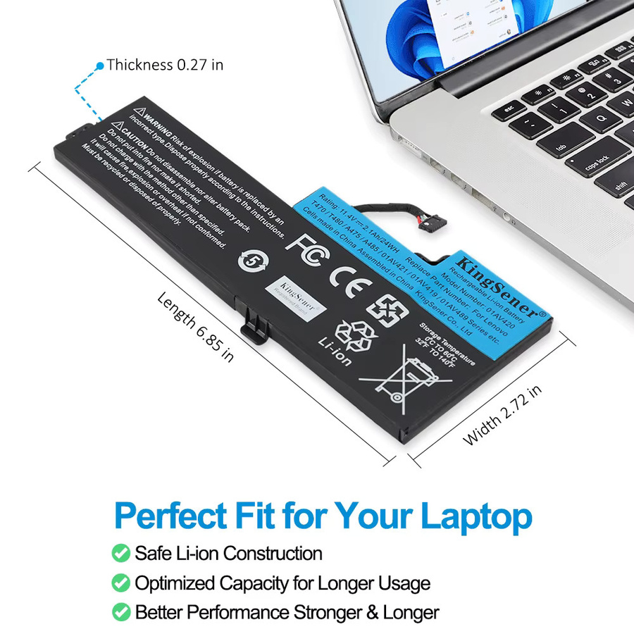 KingSener Interner Akku für Lenovo ThinkPad T470 T480 A475 A485 TP25 in Schwarz - Bild 3