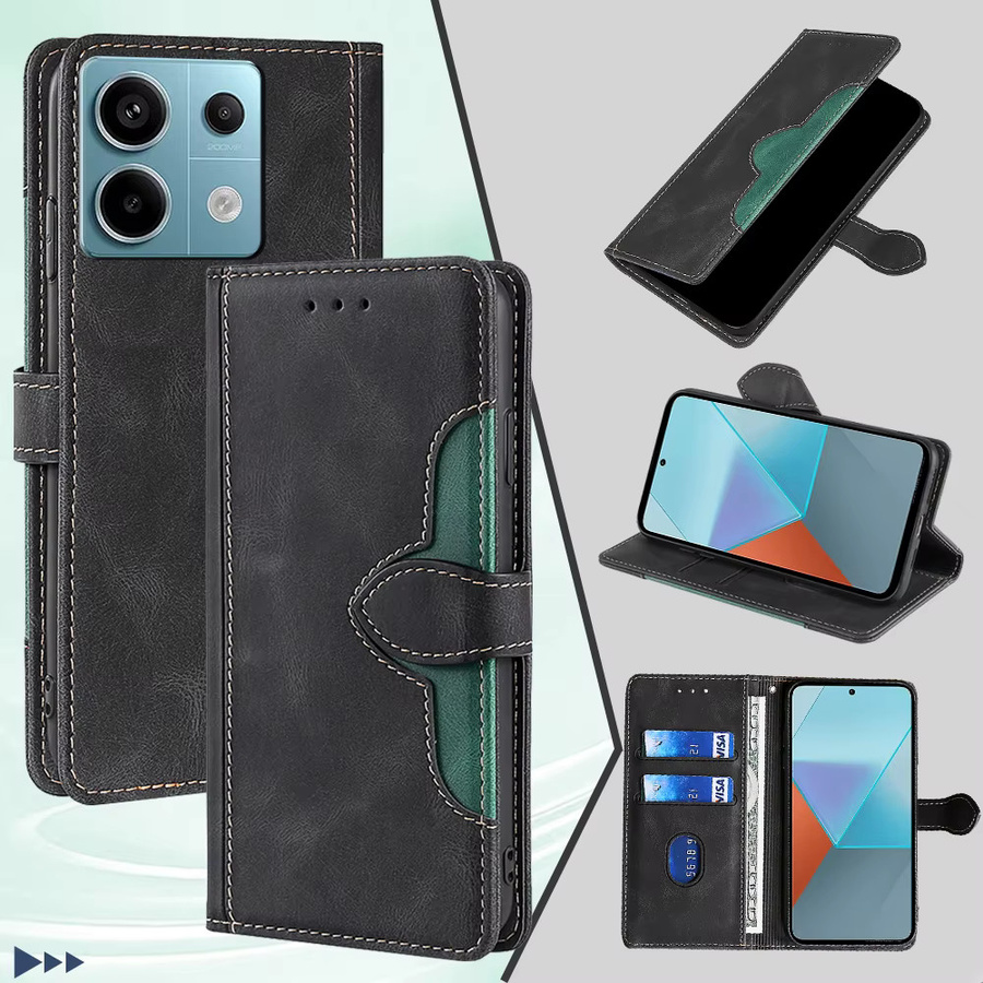 Business Magnet Schnalle Brieftasche Hülle aus Leder für Xiaomi Redmi Note 13, 13r Pro Plus, 13c 5G und 4G in Blau - Bild 2