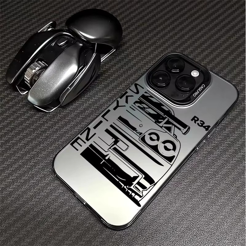 Handyhülle im Auto-Design für Apple iPhone 15 14 13 12 11 Pro Max Plus SE Laser Silber - Bild 3