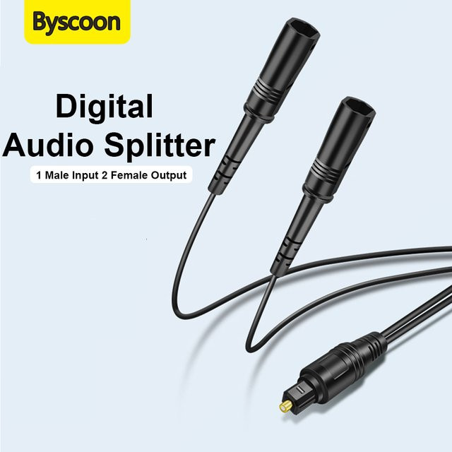 Byscoon Toslink Digital Fiber Optic Audio Splitter 1 Eingang auf 2 Ausgänge, Schwarz, Optical - Bild 1