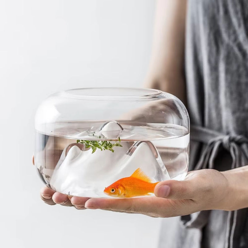 Schnee Berg Glas Aquarium Dekoration in transparent für Mini Fishbowls und Terrarien - Bild 2