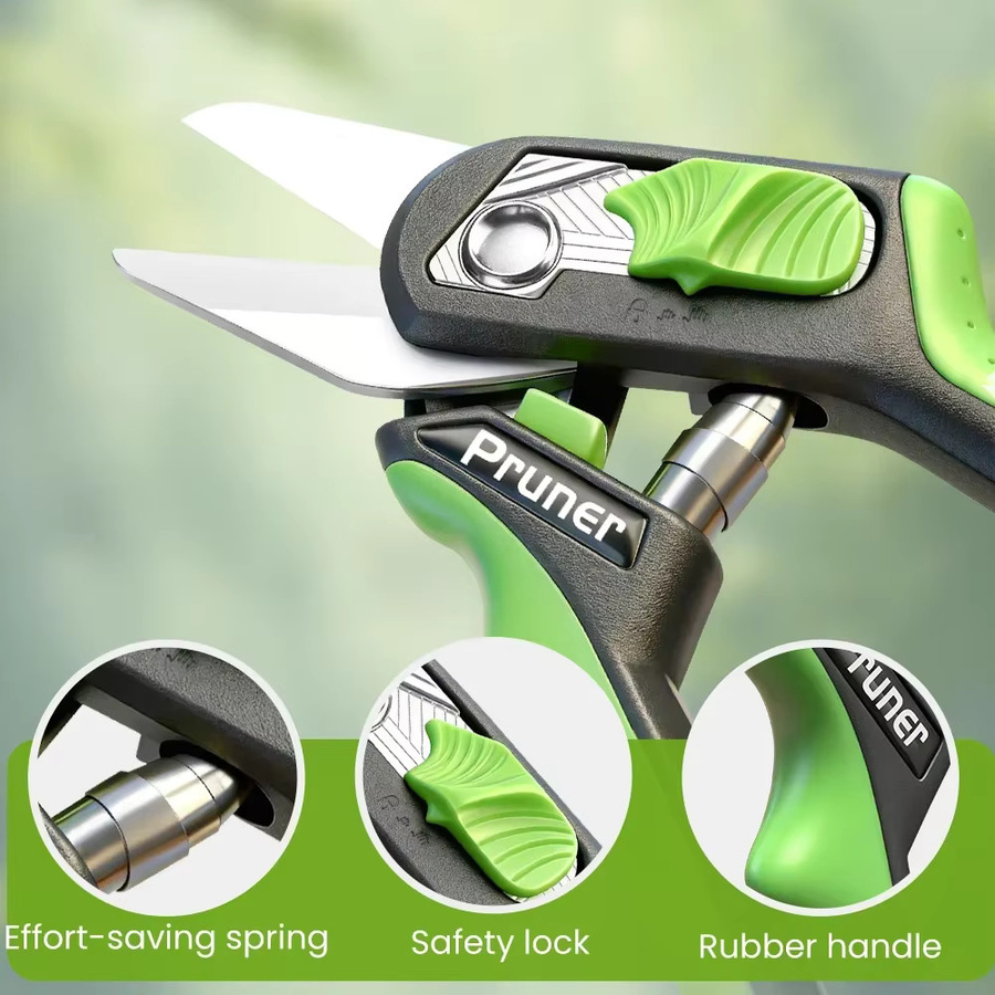 AIRAJ Gartenschere mit Sk5 Trimmer Blade, Dual Adjustment für Totholz und lebende Äste, Farbe: Grün - Bild 3