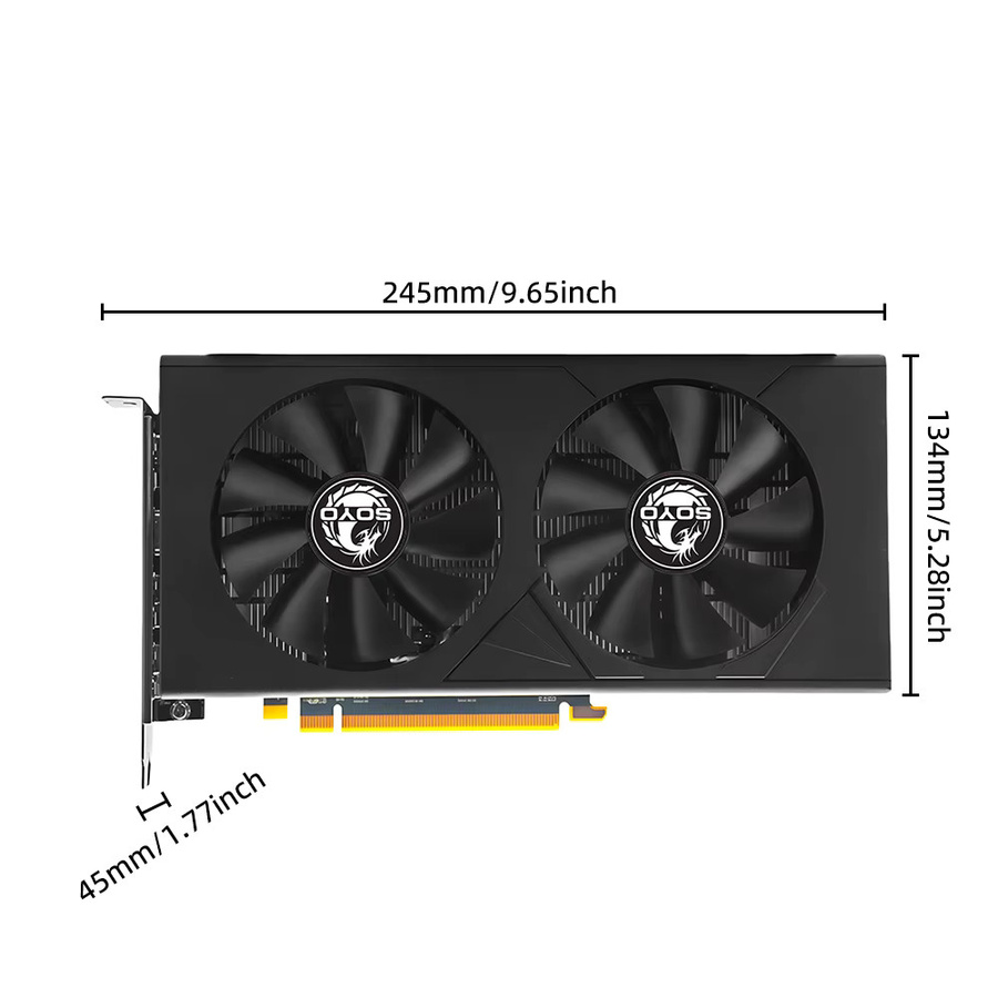 SOYO Radeon RX6600M 8G Grafikkarte mit GDDR6 Speicher, 128-Bit, AMD Gaming-Karte in Schwarz mit HDMI und DisplayPort für deinen Desktop-Computer - Bild 3