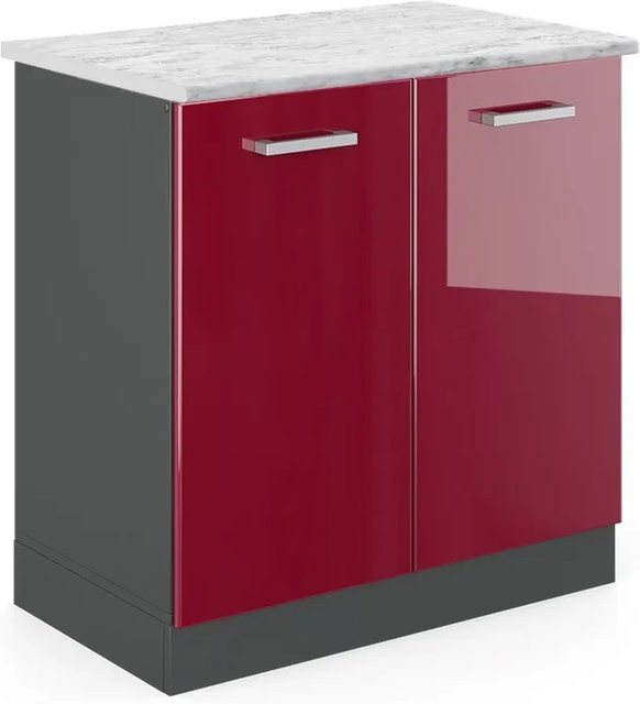 Vicco Spülenunterschrank R-Line Bordeaux Hochglanz Anthrazit B: 80 cm, H: 81,6 cm, T: 46 cm - Bild 1