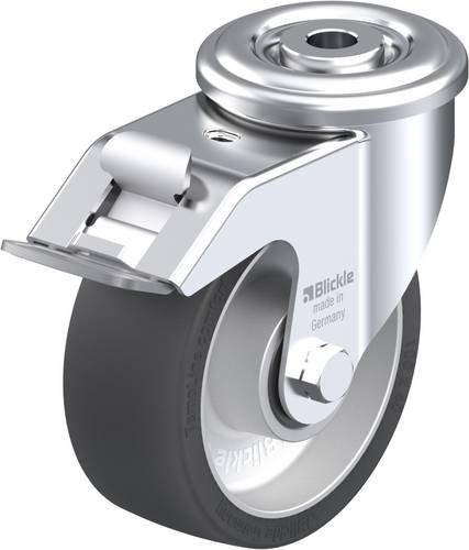 Blickle Lenkrolle LIR-ALSI 100G-FI mit Feststeller in Schwarz und Silber, Rad-Durchmesser: 100 mm, Tragfähigkeit: 100 kg - Bild 1