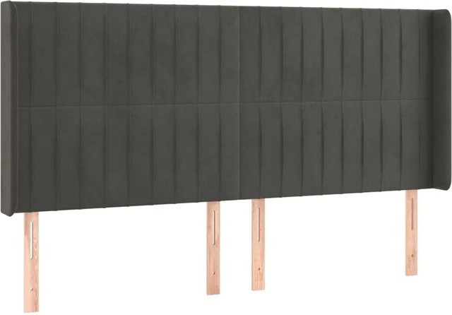 vidaXL LED Kopfteil aus Samt in Dunkelgrau mit USB-Ladeport und integrierter Beleuchtung, B: 203 cm, T: 16 cm, H: 118 cm bis 128 cm - Bild 1