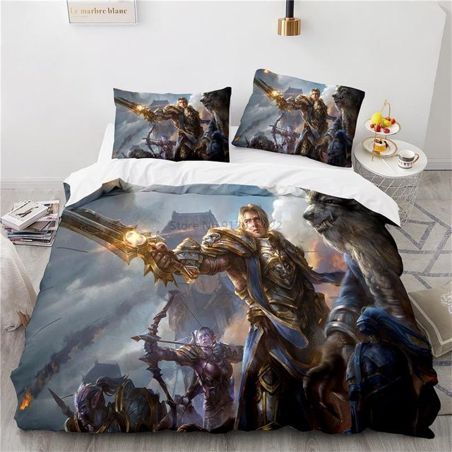 World of Warcraft Bettwäsche Set Horde Banner Flagge mit Bettbezug und Kissenbezug von Binchi Fitness, Blau, B/T: 200 x 200 cm - Bild 1