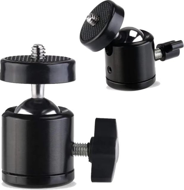 Metall Mini Kugelkopf Stativ Adapter 1/4 Zoll für GoPro 13, Insta 360, DSLR Kameras und Camcorder, Schwarz - Bild 1