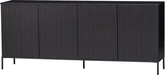 Kommode MOUTIQUE ALLURE aus Massivholz Kiefer in Schwarz, B: 200 cm, H: 85 cm, T: 44 cm - Bild 1