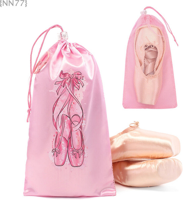 Atmungsaktive Tanzschuhtasche aus Mesh mit Kordelzug in Pink für Ballettschuhe und Organizer-Aufbewahrung - Bild 1