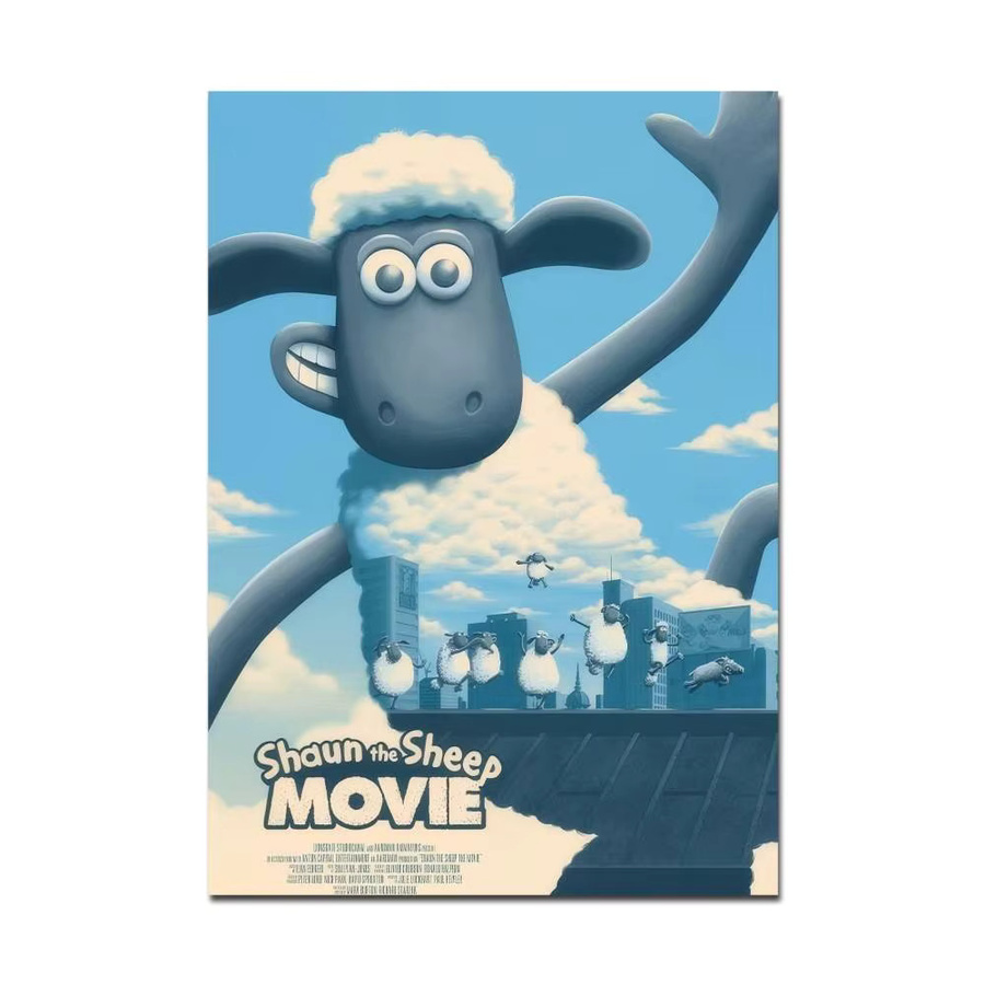 Selbstklebendes Kunstposter Shaun das Schaf Anime Illustration in Weiß - Bild 6